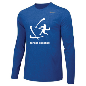 Youth NIKE® Dri-Fit Long Sleeve T-Shirt - Royal Blue, Carbon Gray (Large Logo)